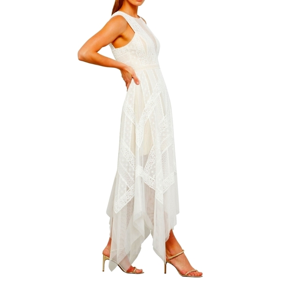 BCBGMaxAzria Dresses & Skirts - Andi asymmetrical lace into way maxi dress by BCBG Maxazria size zero